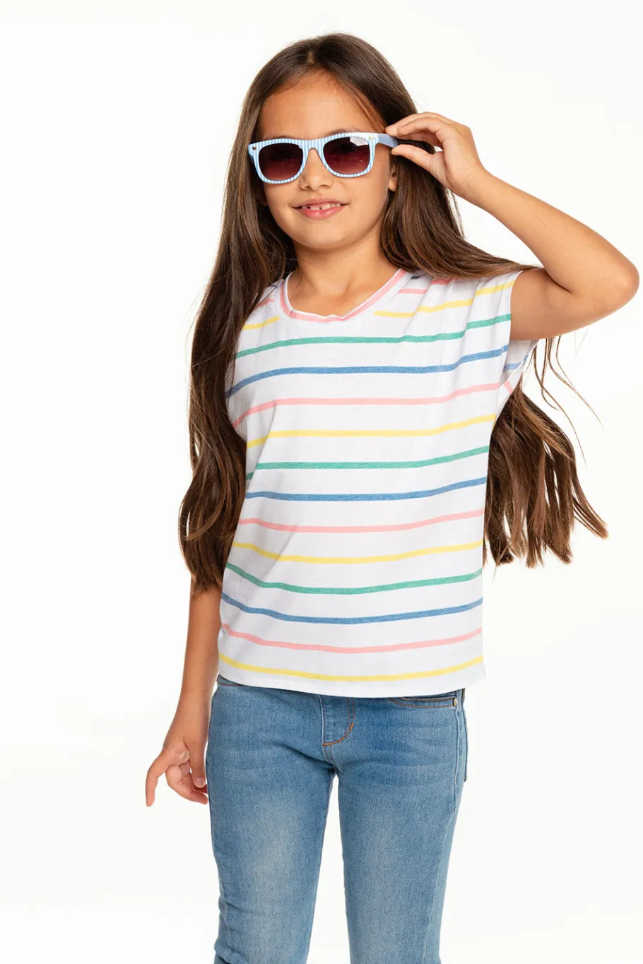 New Chaser Brand Girls Recycled Vintage Jersey Cap Sleeve Vent Back Tee