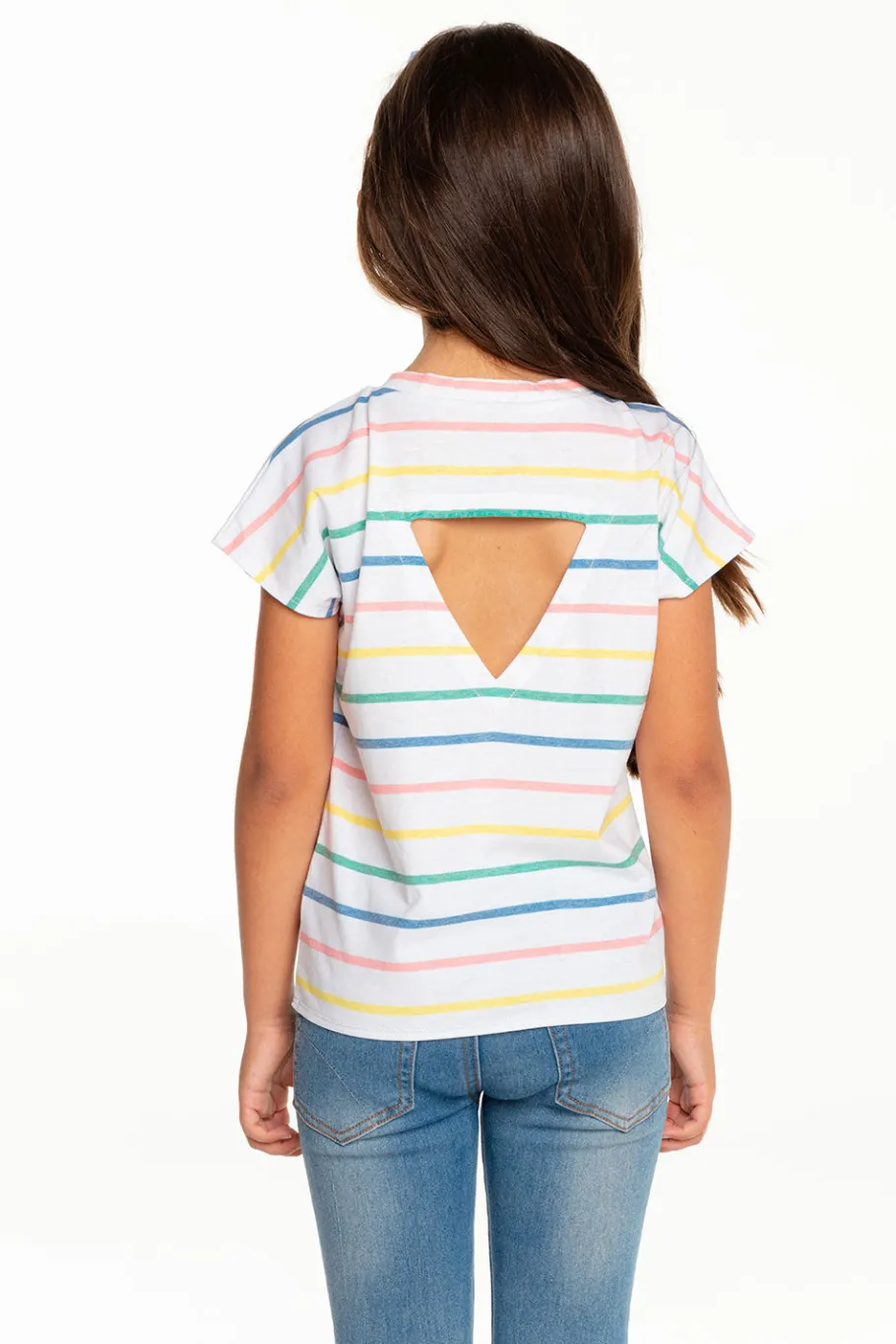 New Chaser Brand Girls Recycled Vintage Jersey Cap Sleeve Vent Back Tee