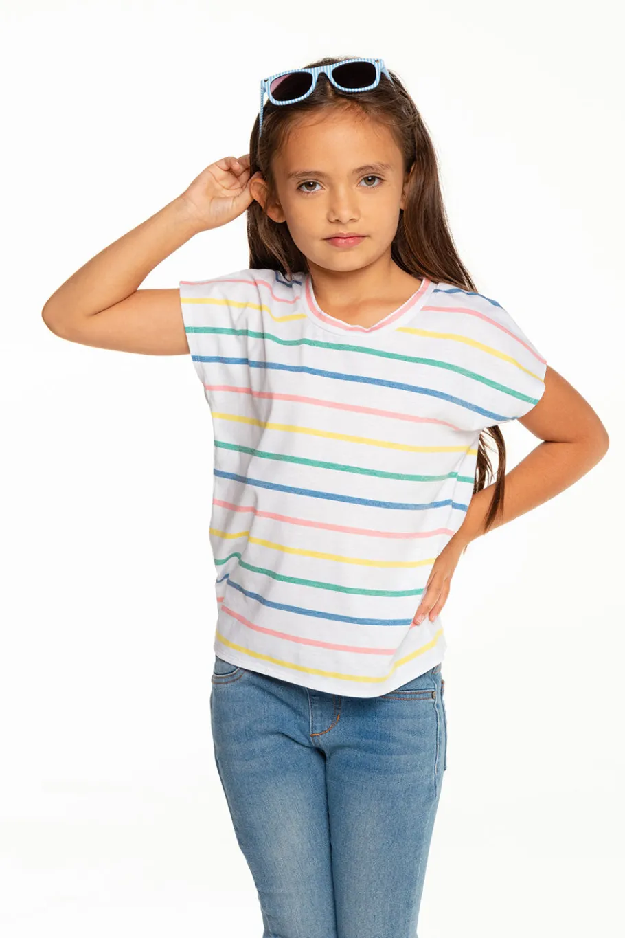New Chaser Brand Girls Recycled Vintage Jersey Cap Sleeve Vent Back Tee
