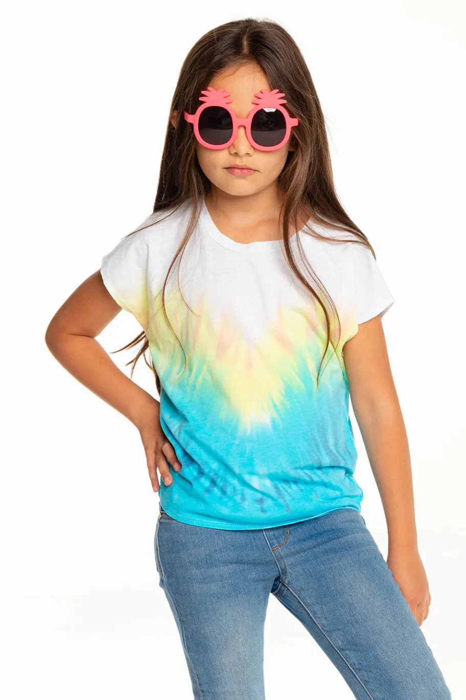 Discount Chaser Brand Girls Recycled Vintage Jersey Cap Sleeve Vent Back Tee