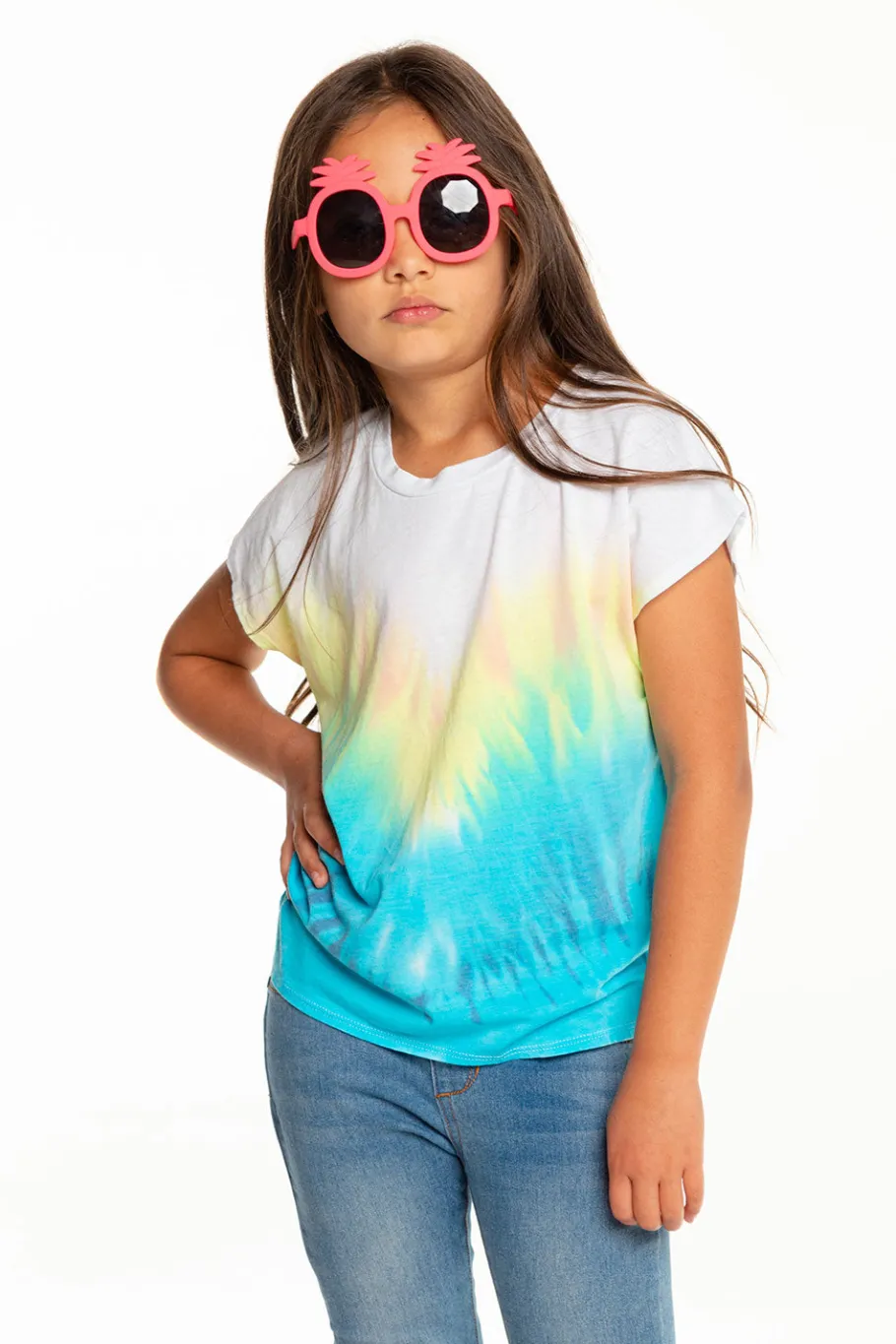 Discount Chaser Brand Girls Recycled Vintage Jersey Cap Sleeve Vent Back Tee
