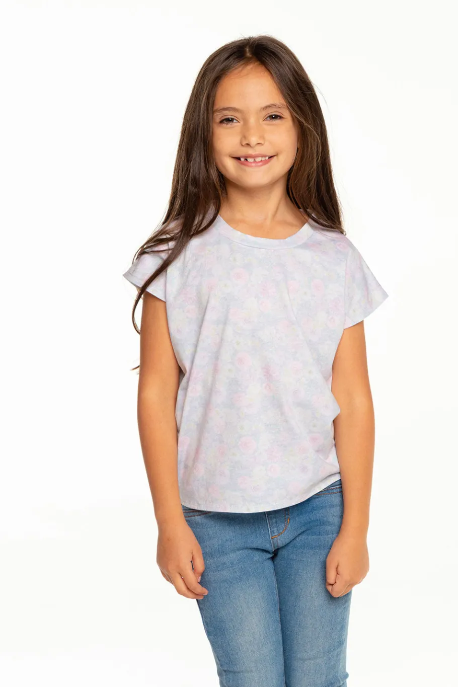 Online Chaser Brand Girls Recycled Vintage Jersey Cap Sleeve Vent Back Tee