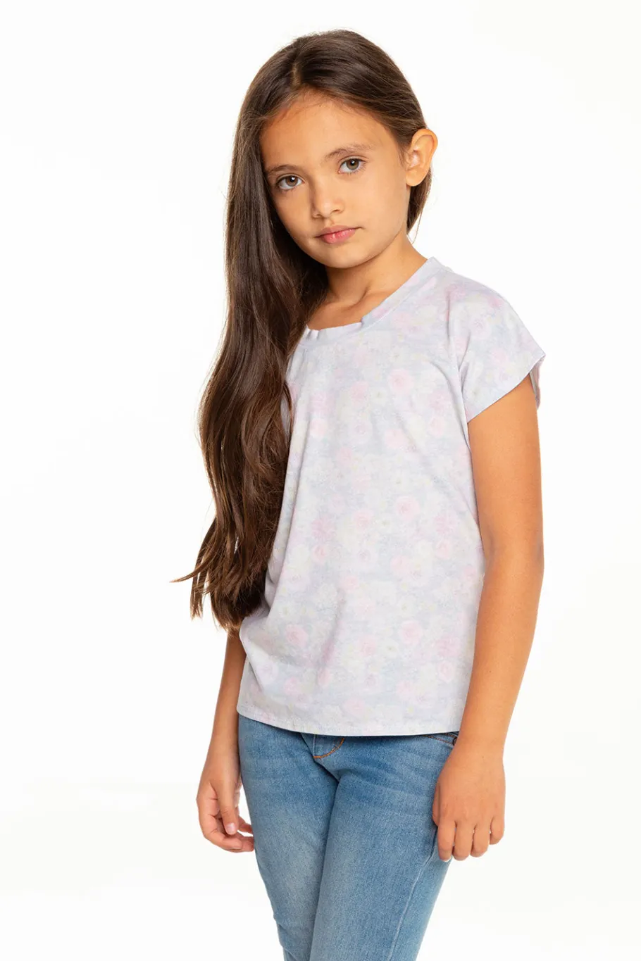 Online Chaser Brand Girls Recycled Vintage Jersey Cap Sleeve Vent Back Tee