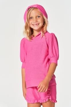 Outlet Chaser Brand Girls RPET Cozy Knit 3/4 Puff Sleeve Hoodie