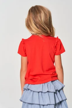 Outlet Chaser Brand Girls RPET Vintage Jersey Ruffle Puff Sleeve Tee