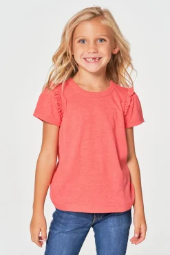 Cheap Chaser Brand Girls RPET Vintage Jersey Ruffle Puff Sleeve Tee