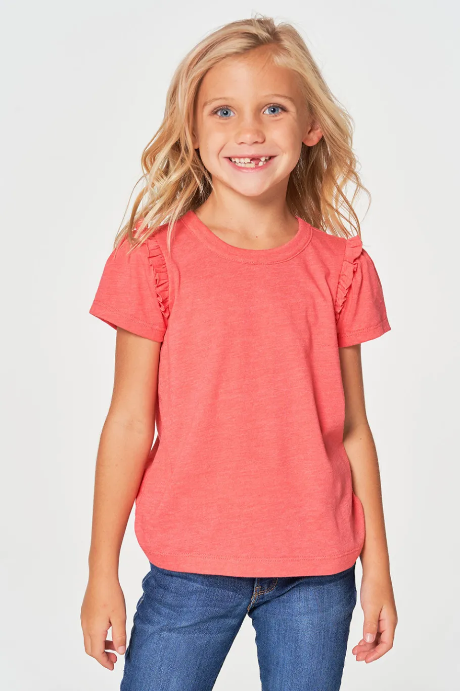 Cheap Chaser Brand Girls RPET Vintage Jersey Ruffle Puff Sleeve Tee