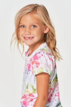 Outlet Chaser Brand Girls RPET Vintage Jersey Ruffle Puff Sleeve Tee