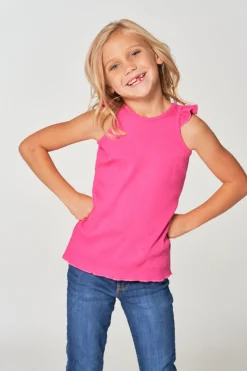 Flash Sale Chaser Brand Girls RPET Vintage Rib Ruffle Racer Tank