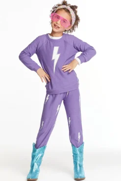 Online Chaser Brand Glitter Bolt Girls Love Knit Pants
