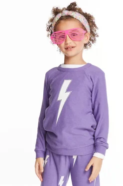 Discount Chaser Brand Glitter Bolt Girls Raglan Pullover