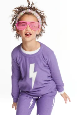 Discount Chaser Brand Glitter Bolt Girls Raglan Pullover