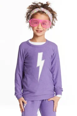Discount Chaser Brand Glitter Bolt Girls Raglan Pullover