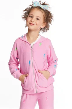 Clearance Chaser Brand Glitter Bolts Girls Zipup Hoodie
