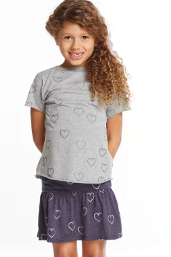 Clearance Chaser Brand Glitter Hearts Girls Crew Neck Tee