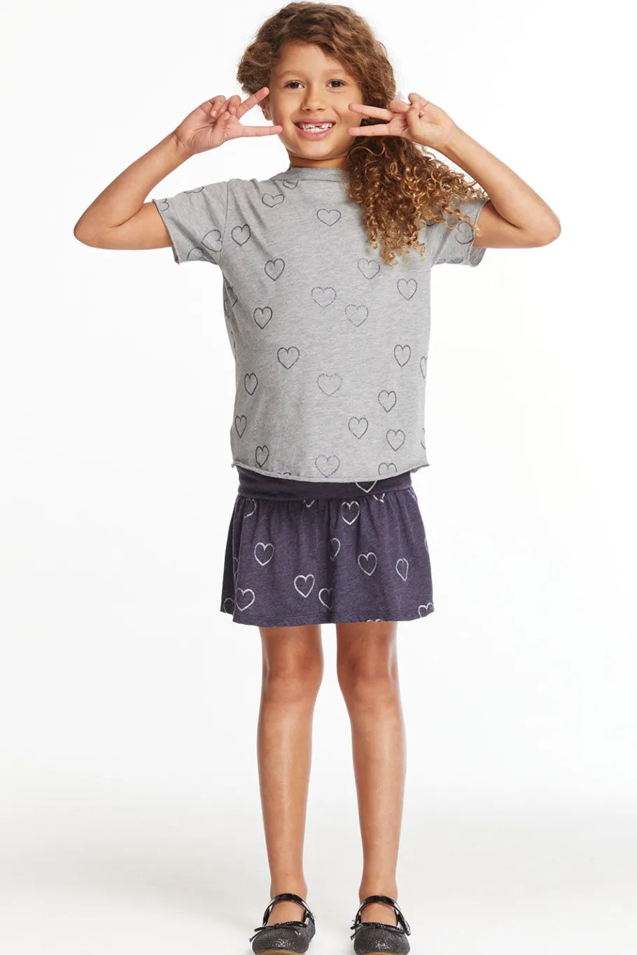 Shop Chaser Brand Glitter Hearts Girls Peplum Skirt