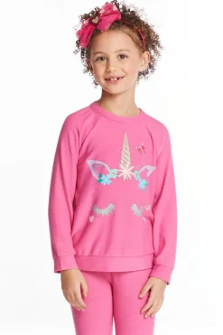 Best Chaser Brand Glitter Unicorn Girls Raglan Pullover
