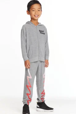 New Chaser Brand Good Times Boys Long Sleeve Zip Up Hoodie