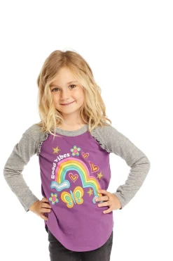 Online Chaser Brand Good Vibes Rainbow Baseball Tee