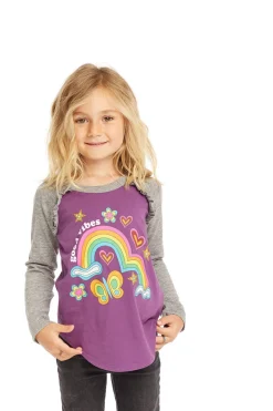 Online Chaser Brand Good Vibes Rainbow Baseball Tee
