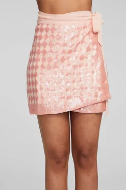 Online Chaser Brand Gramercy Wrap Skirt Embellished Check