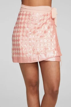 Online Chaser Brand Gramercy Wrap Skirt Embellished Check