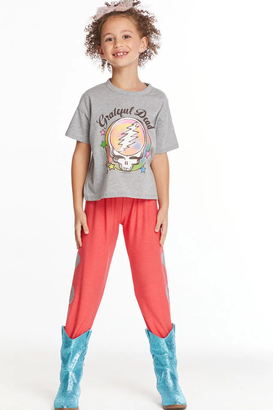 Cheap Chaser Brand Grateful Dead Airbrushed Steal Your Face Girls Tee