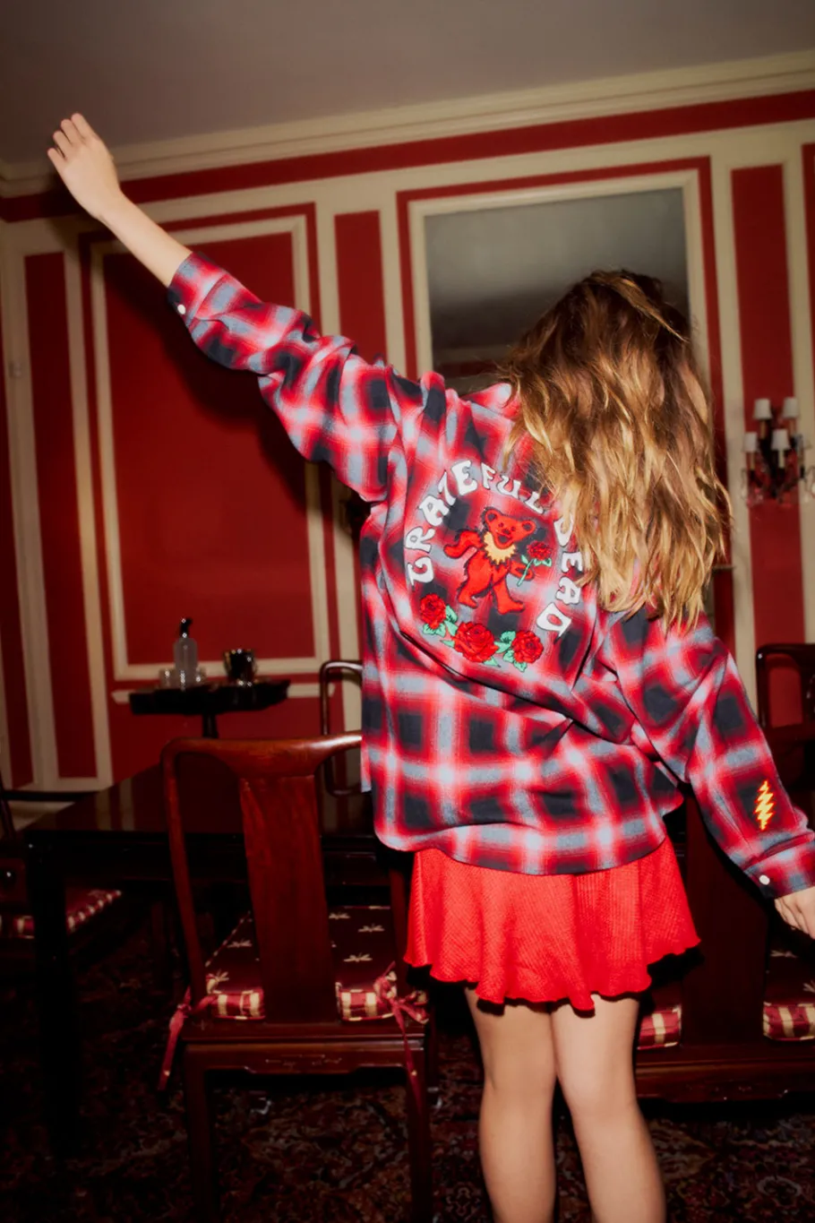 Hot Chaser Brand Grateful Dead Dancing Bear Button Down Flannel
