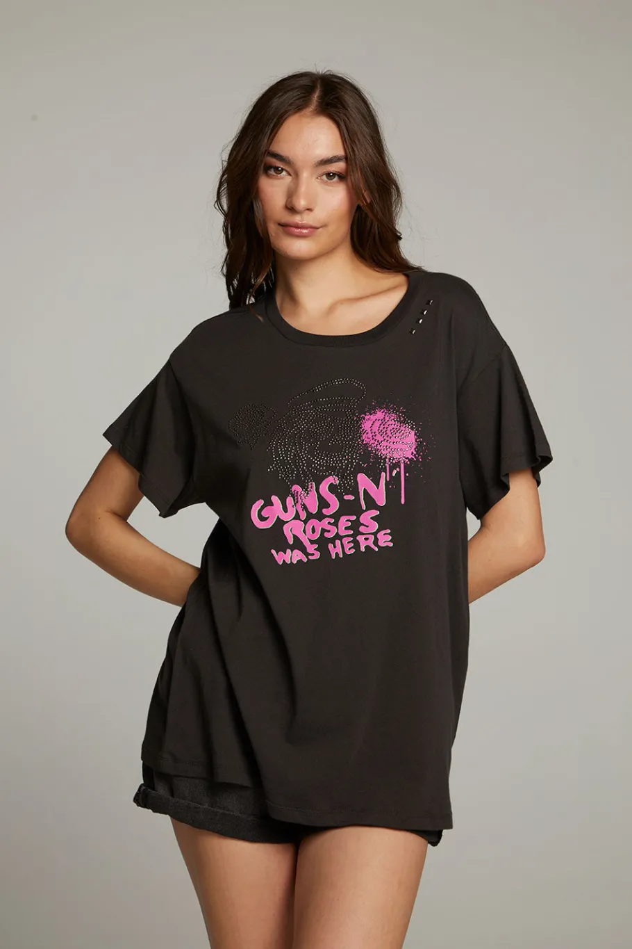 Store Chaser Brand Gun N' Roses Studded Skull Tee