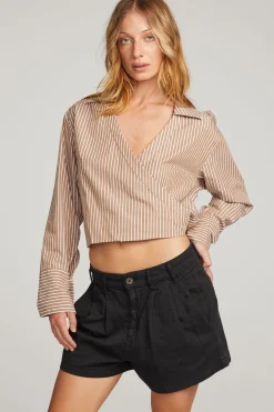 Fashion Chaser Brand Haley Whiskey Stripe Blouse