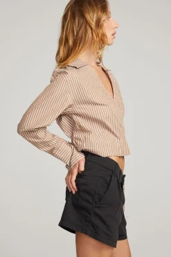 Fashion Chaser Brand Haley Whiskey Stripe Blouse