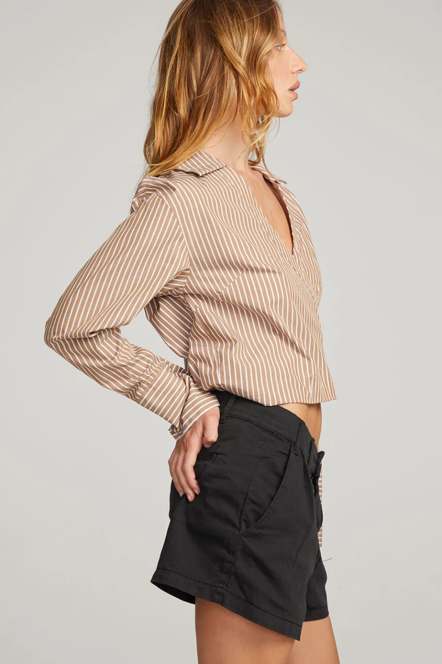 Fashion Chaser Brand Haley Whiskey Stripe Blouse