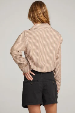 Fashion Chaser Brand Haley Whiskey Stripe Blouse