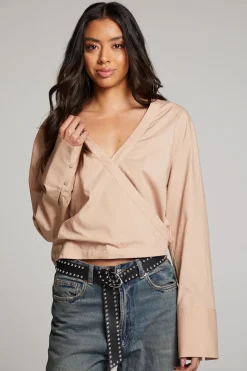 Clearance Chaser Brand Haleyy Warm Taupe Blouse