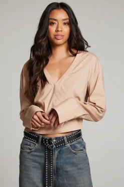 Clearance Chaser Brand Haleyy Warm Taupe Blouse