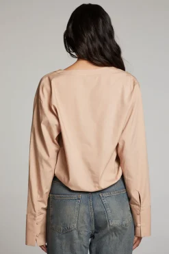 Clearance Chaser Brand Haleyy Warm Taupe Blouse