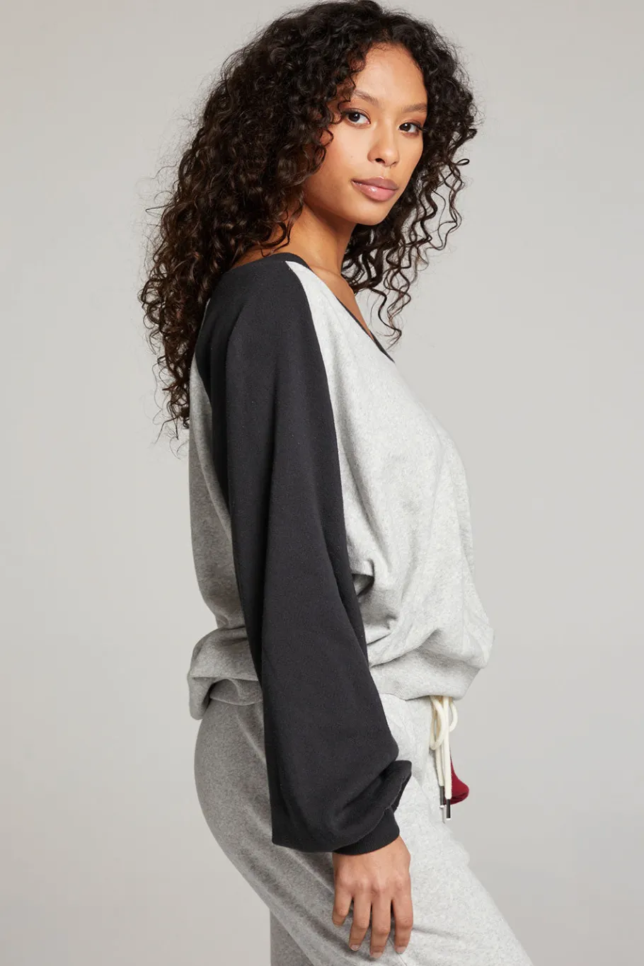 Cheap Chaser Brand Hannah Fire Color Block V Neck Pullover