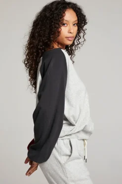 Cheap Chaser Brand Hannah Fire Color Block V Neck Pullover