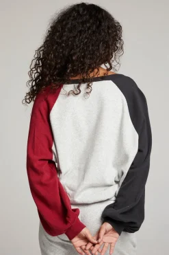 Cheap Chaser Brand Hannah Fire Color Block V Neck Pullover