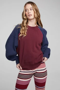 Online Chaser Brand Harvard Wine Red And Mood Indigo Pullover