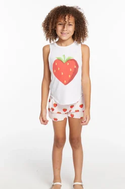 Shop Chaser Brand Heart Strawberry All Over Girls Shorts