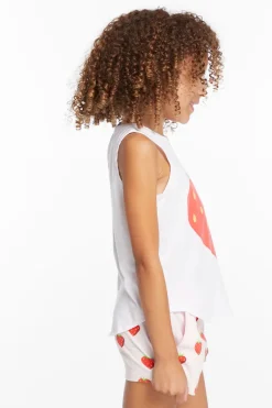 Sale Chaser Brand Heart Strawberry Girls Vintage Jersey Shirttail Muscle