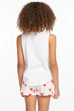 Sale Chaser Brand Heart Strawberry Girls Vintage Jersey Shirttail Muscle