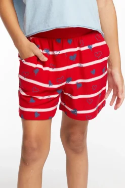 Discount Chaser Brand Heart Stripe Girls Shorts