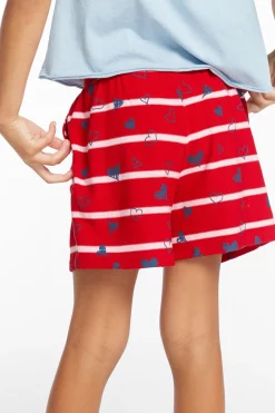 Discount Chaser Brand Heart Stripe Girls Shorts