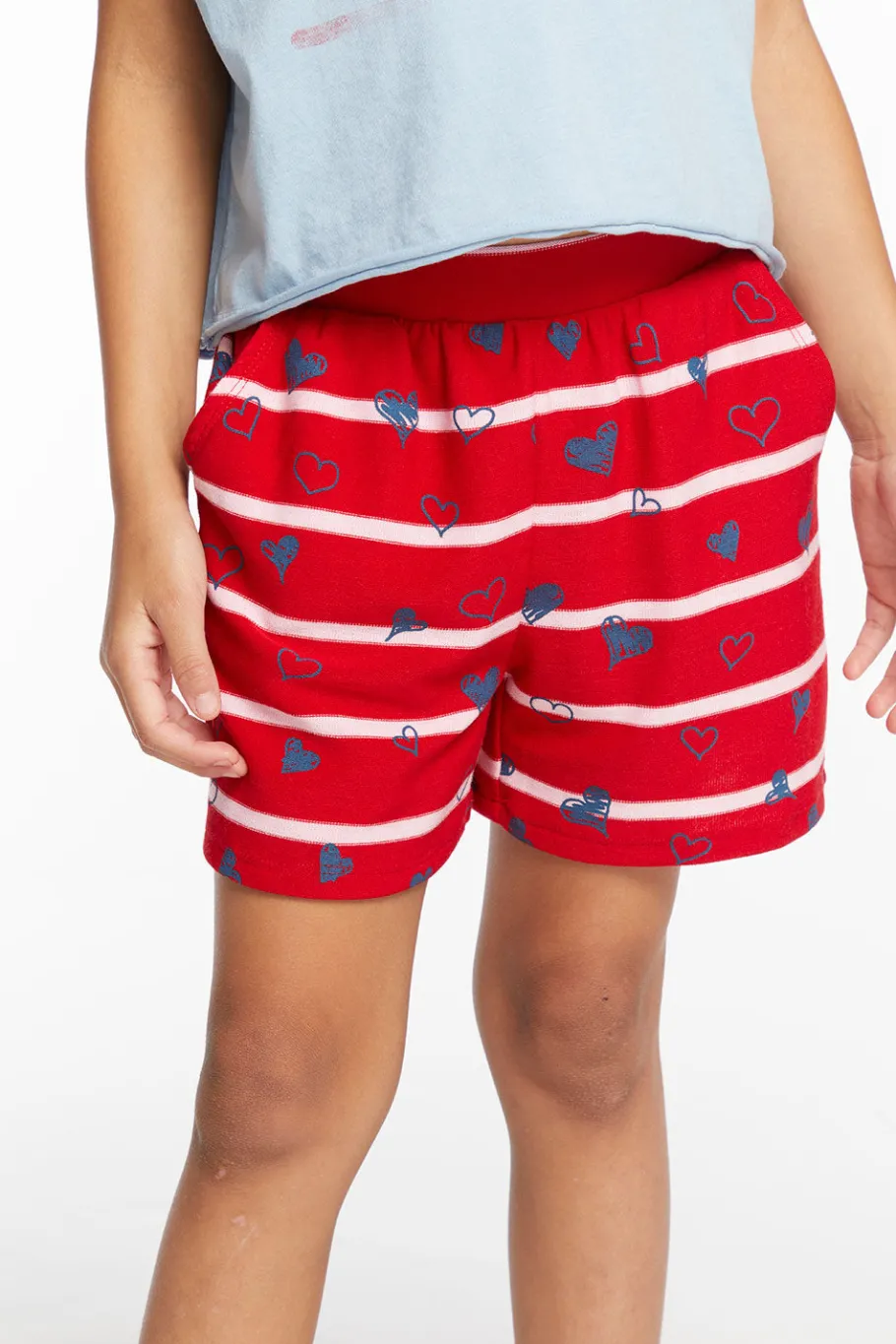Discount Chaser Brand Heart Stripe Girls Shorts