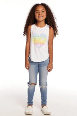 Outlet Chaser Brand Hearts Shirt Girls Vintage Jersey Shirttail Muscle