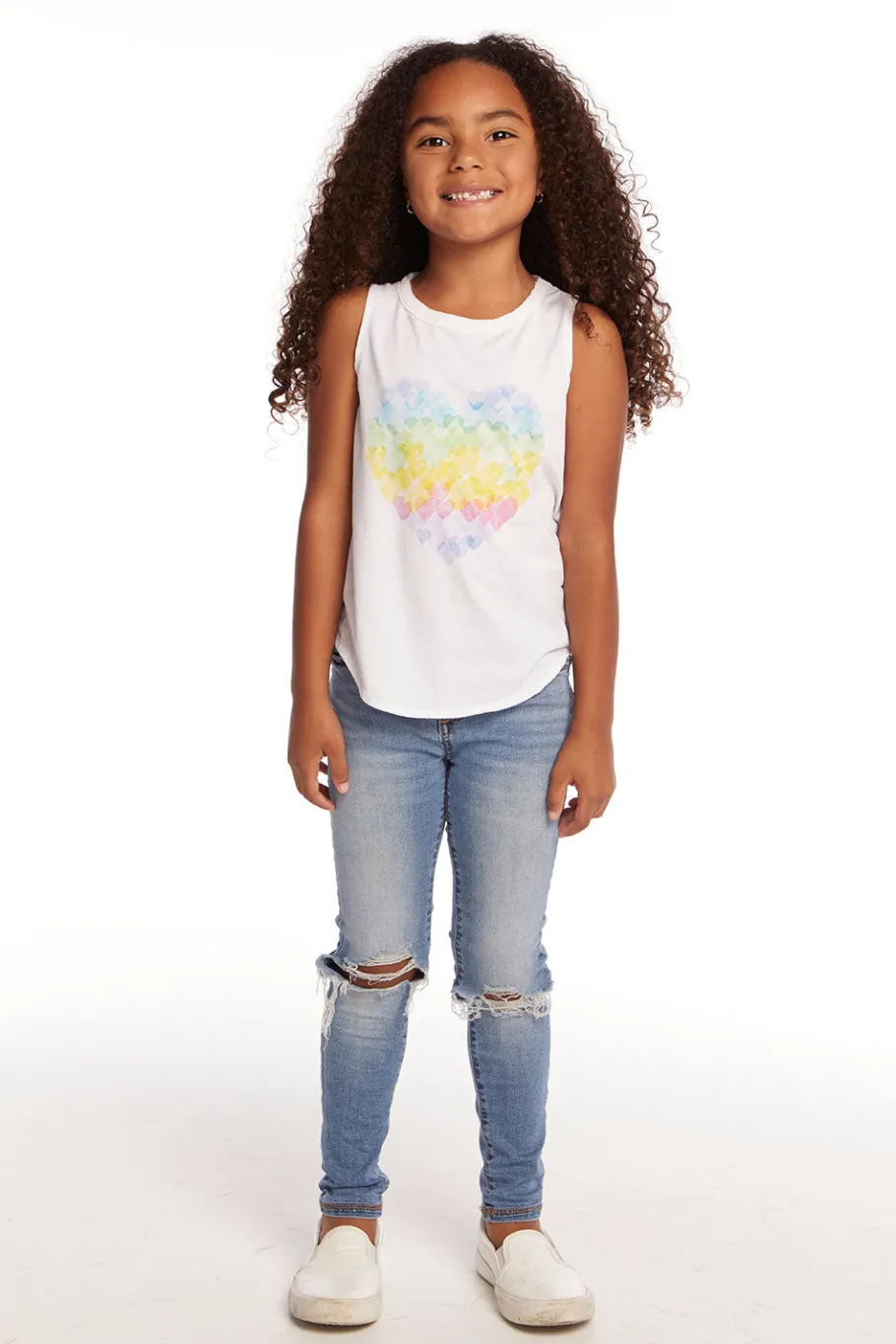 Outlet Chaser Brand Hearts Shirt Girls Vintage Jersey Shirttail Muscle