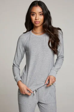 Flash Sale Chaser Brand Heather Grey Long Sleeve Raglan Pullover