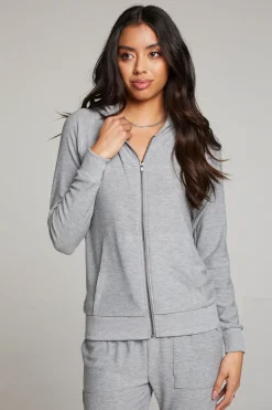 Clearance Chaser Brand Heather Grey Long Sleeve Raglan Zip Up Hoodie